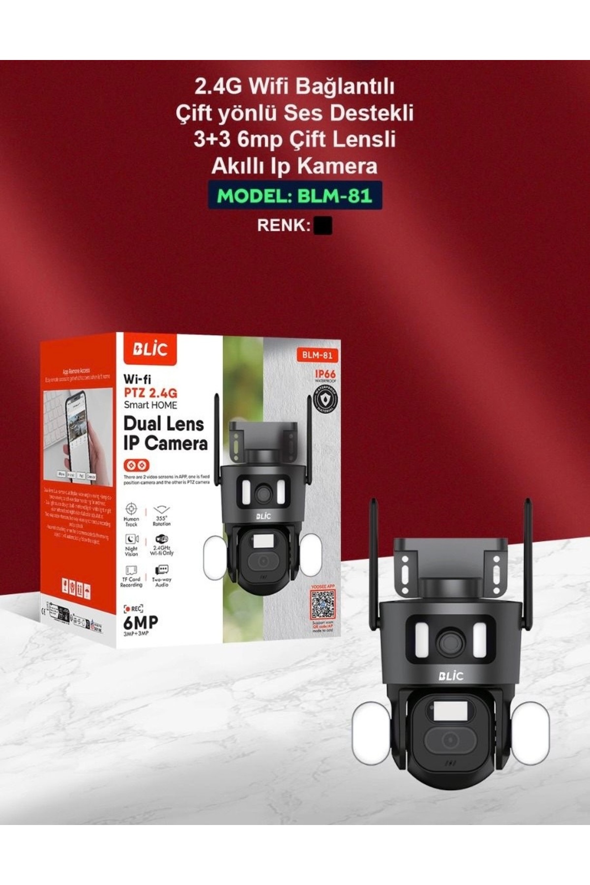 2.4G WİFİ KAMERA ÇİFT YÖNLÜ SES DESTEKLİ