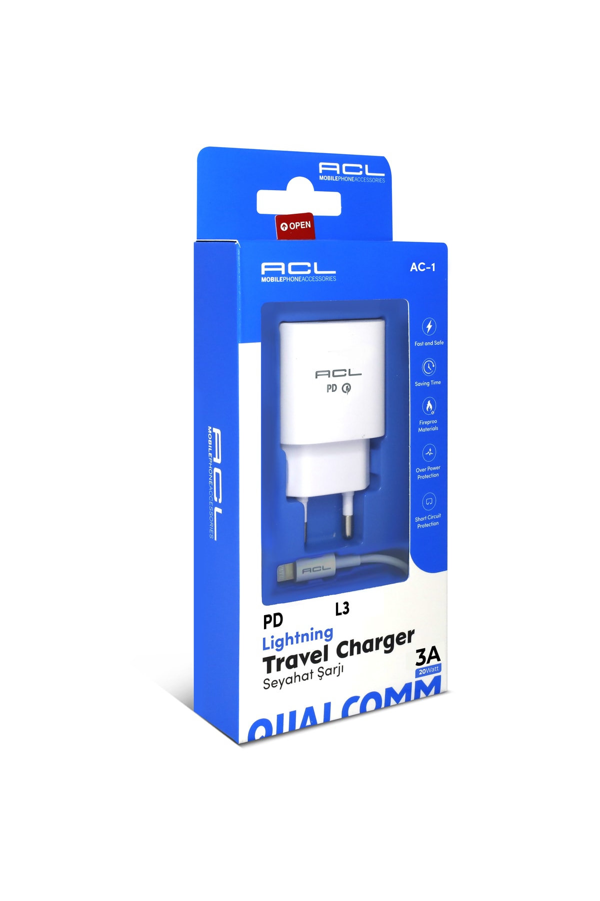 3 Amper 20 Watt Type - C Çıkışlı - Lightning Iphone Hızlı Şarjı - 1 Metre Kablo