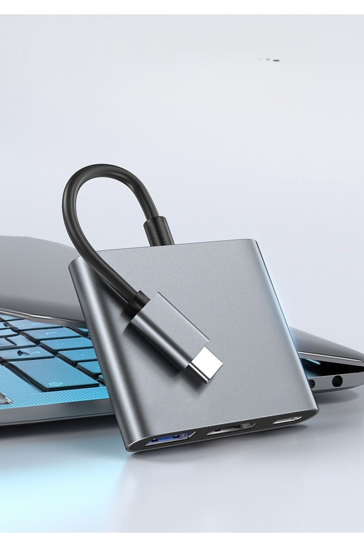3 in 1 1x USB 1x HDMI 1x Type-C Çıkışlı USB C Hub Çoklayıcı Görüntü ve Veri Aktarıcı