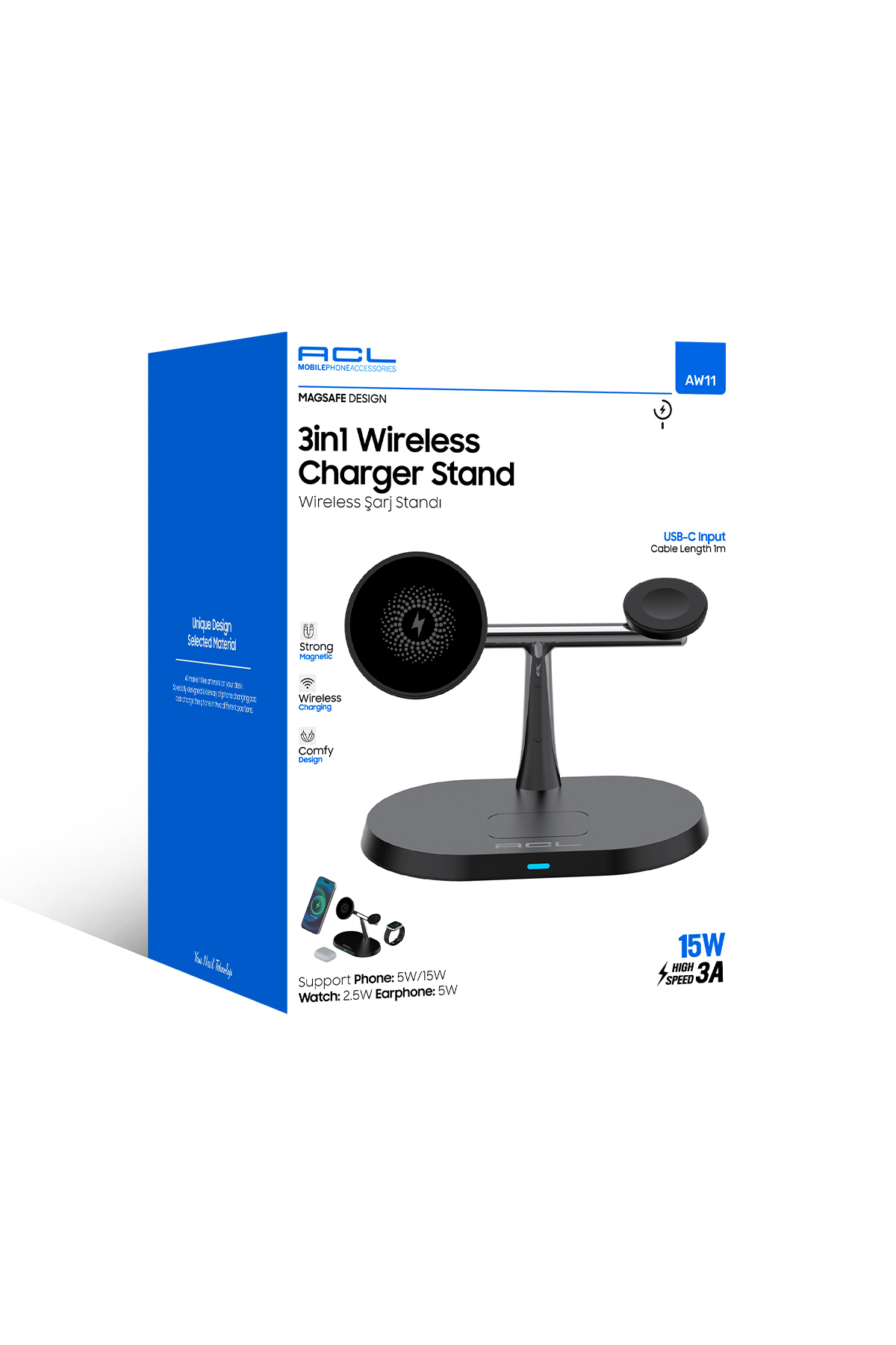 3in1 WİREKESS CHARGER STAND ( 3 modelli temassız şarj istasyonu )