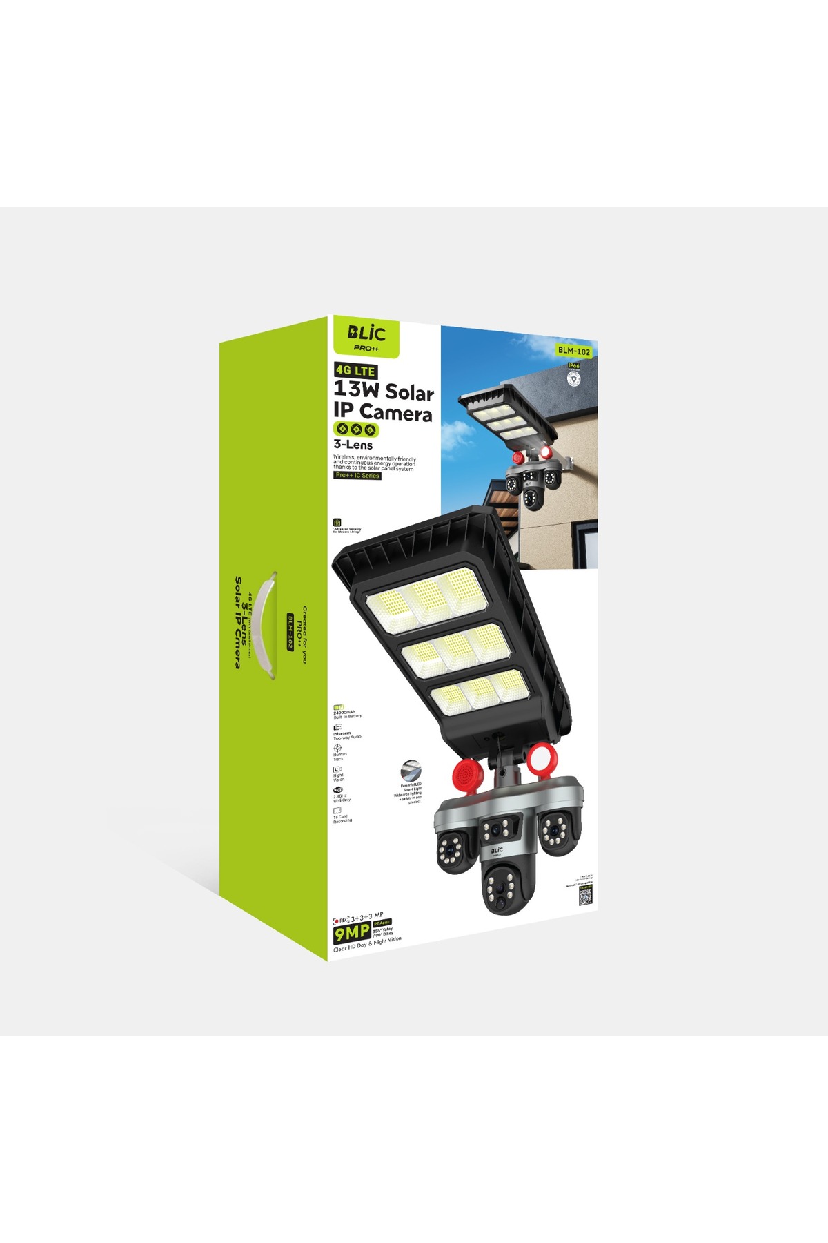 4G LTE, 13Watt 3+3+3 9mp Full HD Solar Panelli IP Kamera