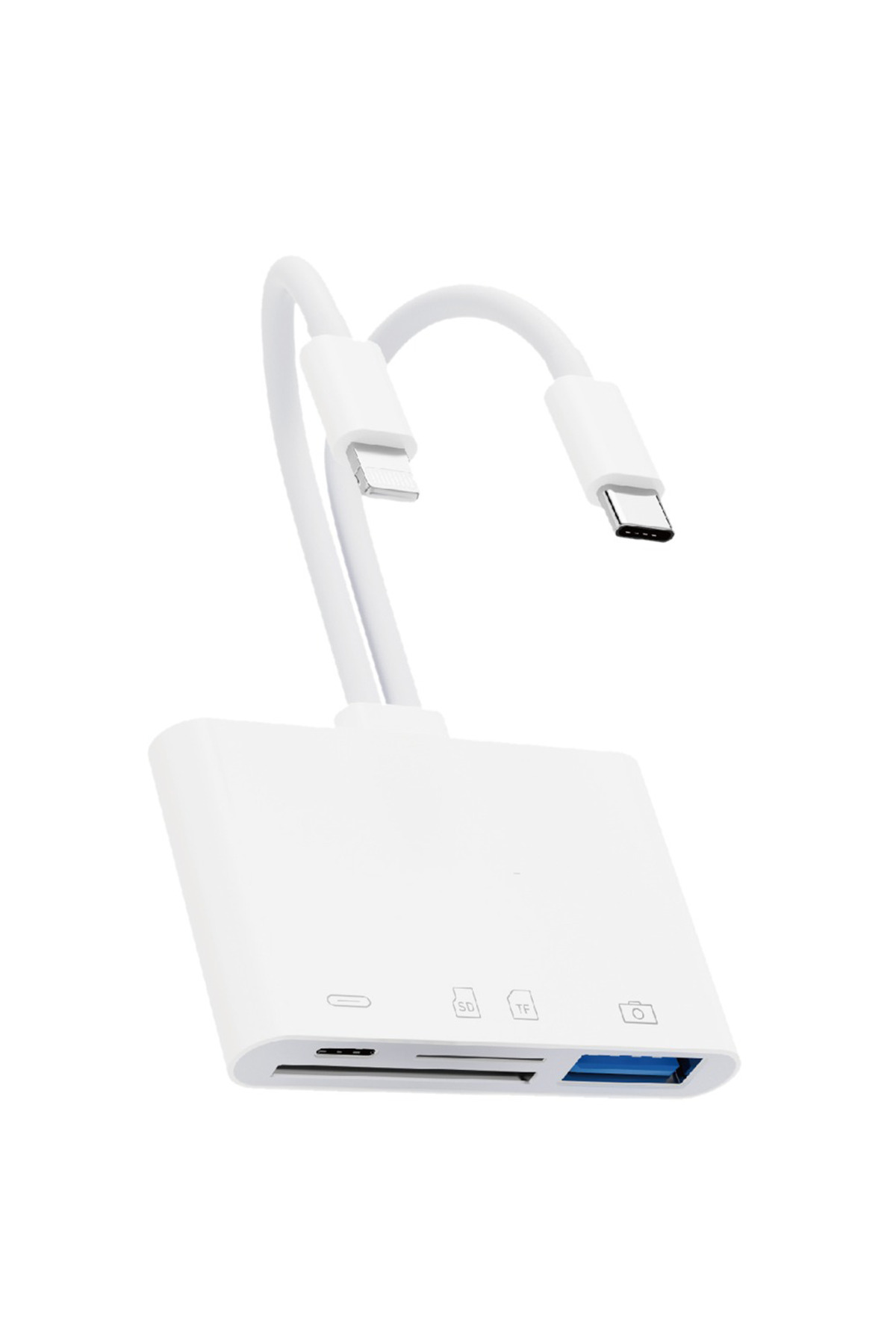 4in1 Lightning + Type-C to OTG Çevirici Hızlı Şarj ve Veri Aktarımı SD/TF/USB Çoklu Port Adaptör