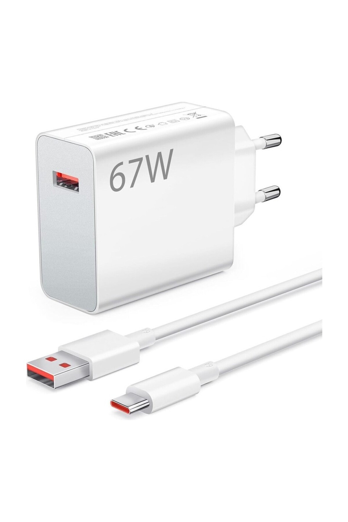 AC-107 67Watt, 1xUSB-A 1metre USB-A to USB-C Kablolu Duvar Şarj Aleti