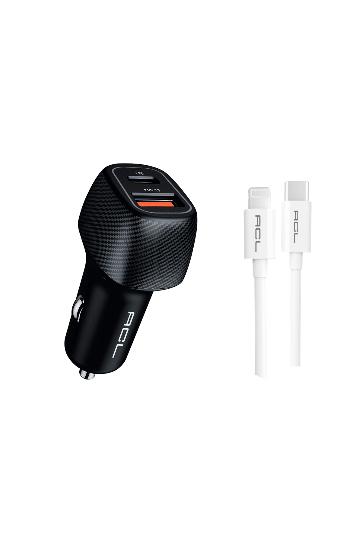 AC-93 48W PD 30W Çift Port Hızlı Araç Şarj Cihazı + Type-C Lightning Kablo