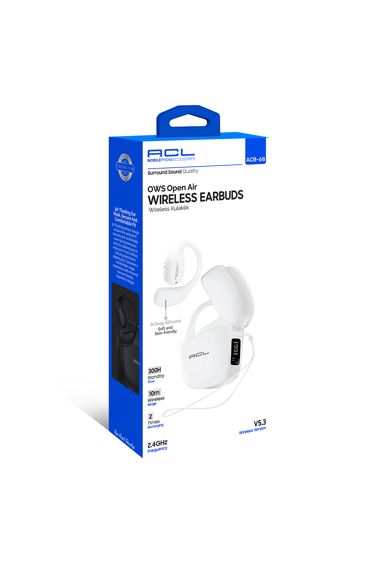 ACB-68 OWS Open Air 360° Surround Ses Bluetooth 5.3 Mikrofonlu Spor Kablosuz Kulaklık 300 Saat
