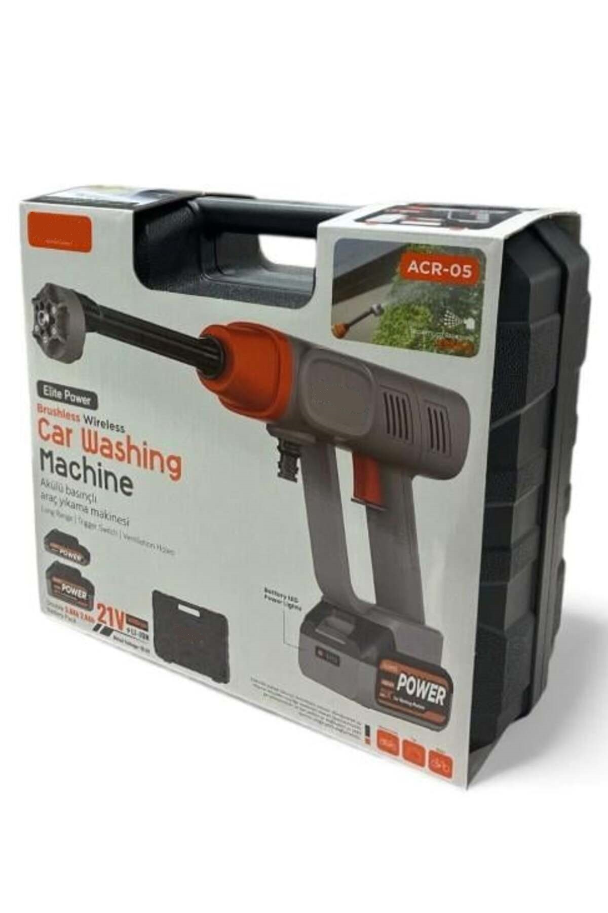 ACR-05 Akülü Basınçlı Yıkama Makinesi 18.000rpm 335psi 21v 25.000mAH 170W Çift Batarya Full Set Araç Motosiklet Bisiklet Şarjlı Yıkama Tabancası