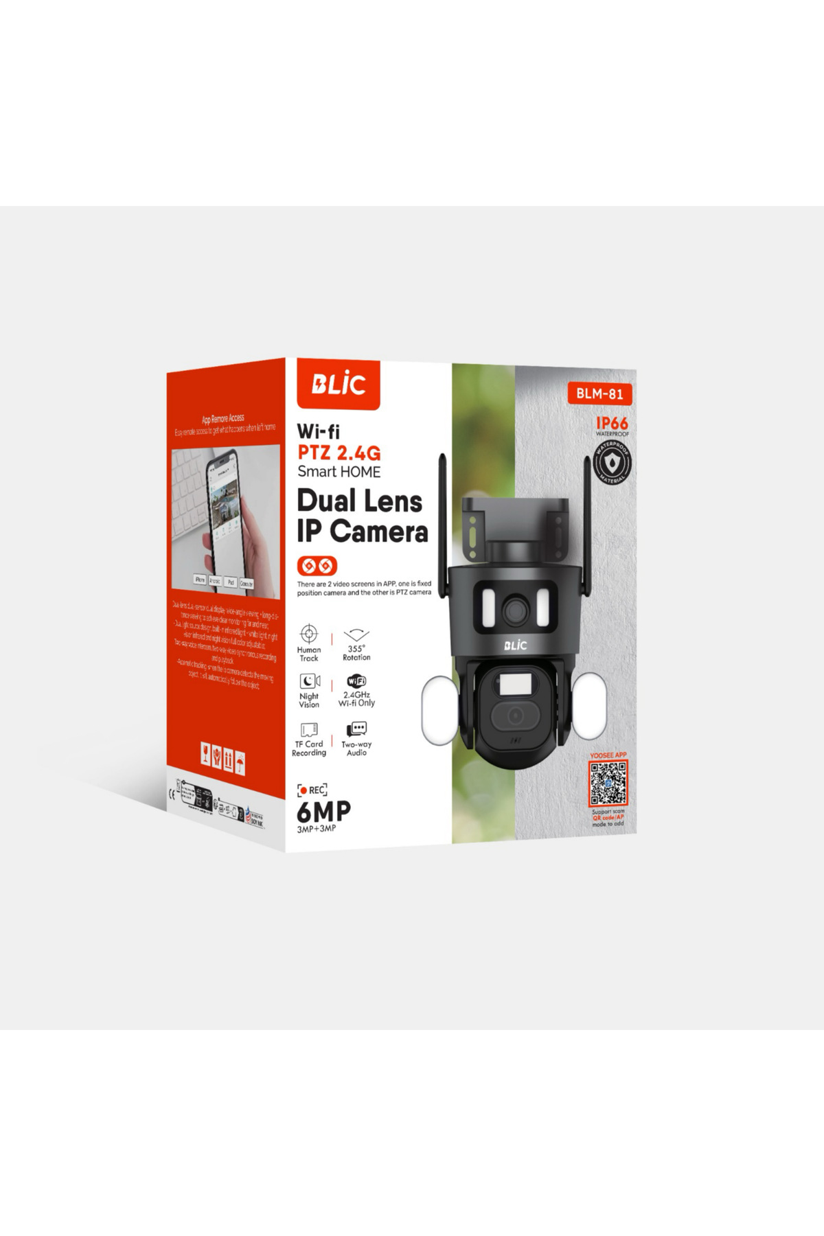 Al-NET 2.4G Wifi Bağlantılı 355derece Dönebilen 3+3 6mp Full HD Akıllı IP Kamera