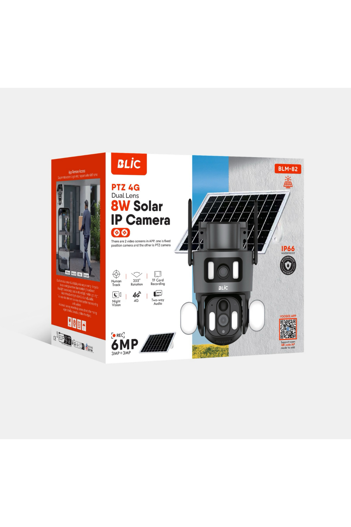 Al-NET 2.4G Wifi Bağlantılı, 8W Solar Panelli 3+3 6mp Full HD Akıllı IP Kamera