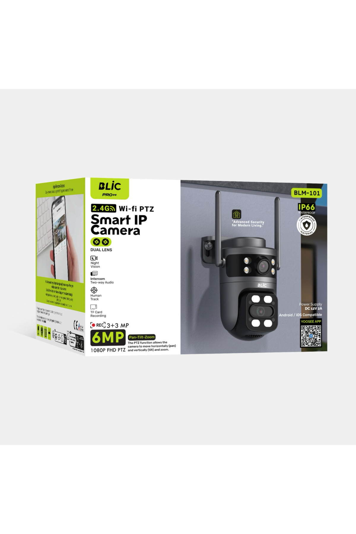 Al-NET 3+3 6mp Full HD Çift Lensli, 2.4g, Wifi PTZ Gece Görüşlü Akıllı IP Kamera