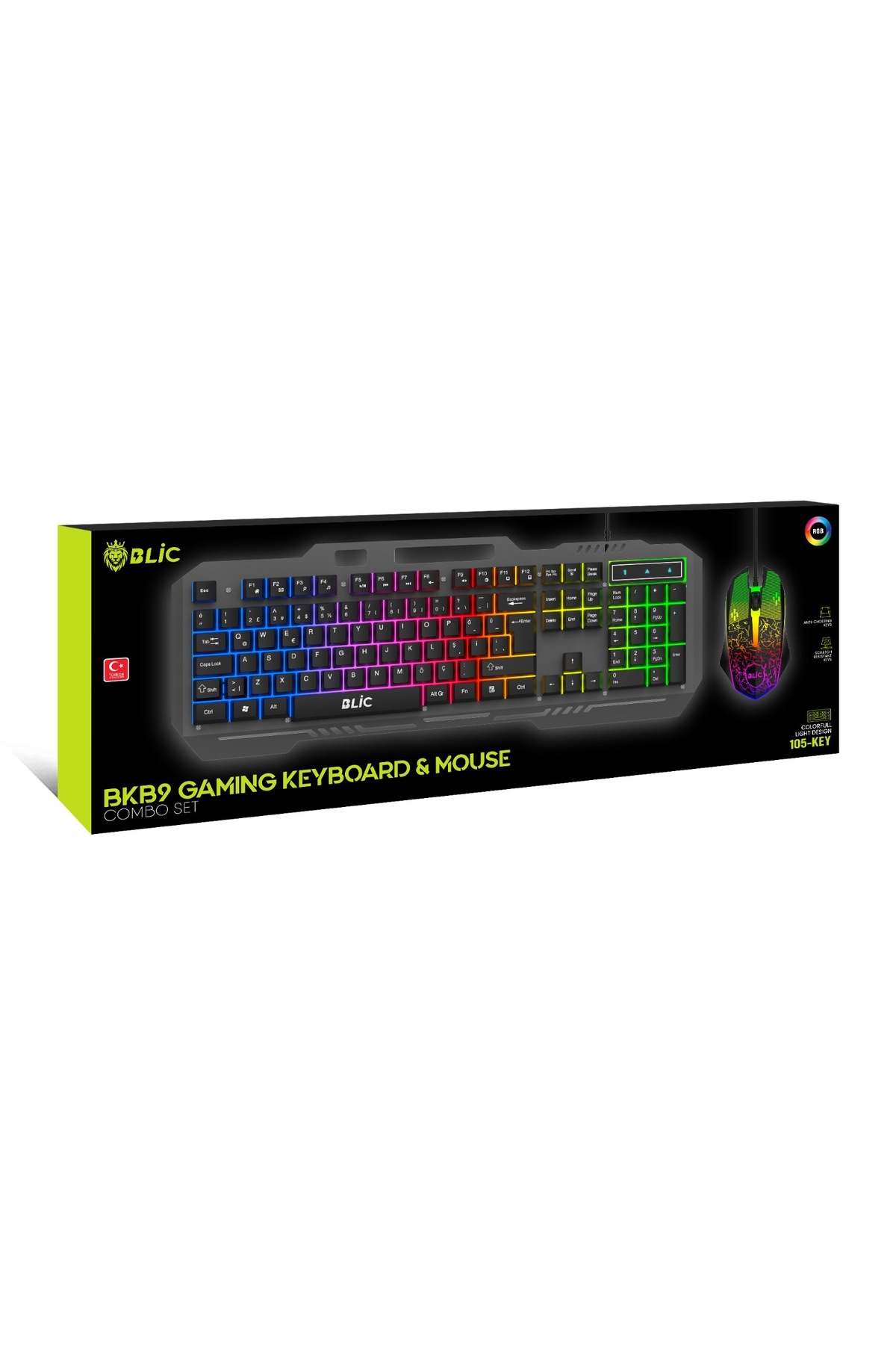 Al-NET Mekanik 105 Tuşlu | RGB LED Işıklı, Kablolu Oyun Klavyesi+Fare