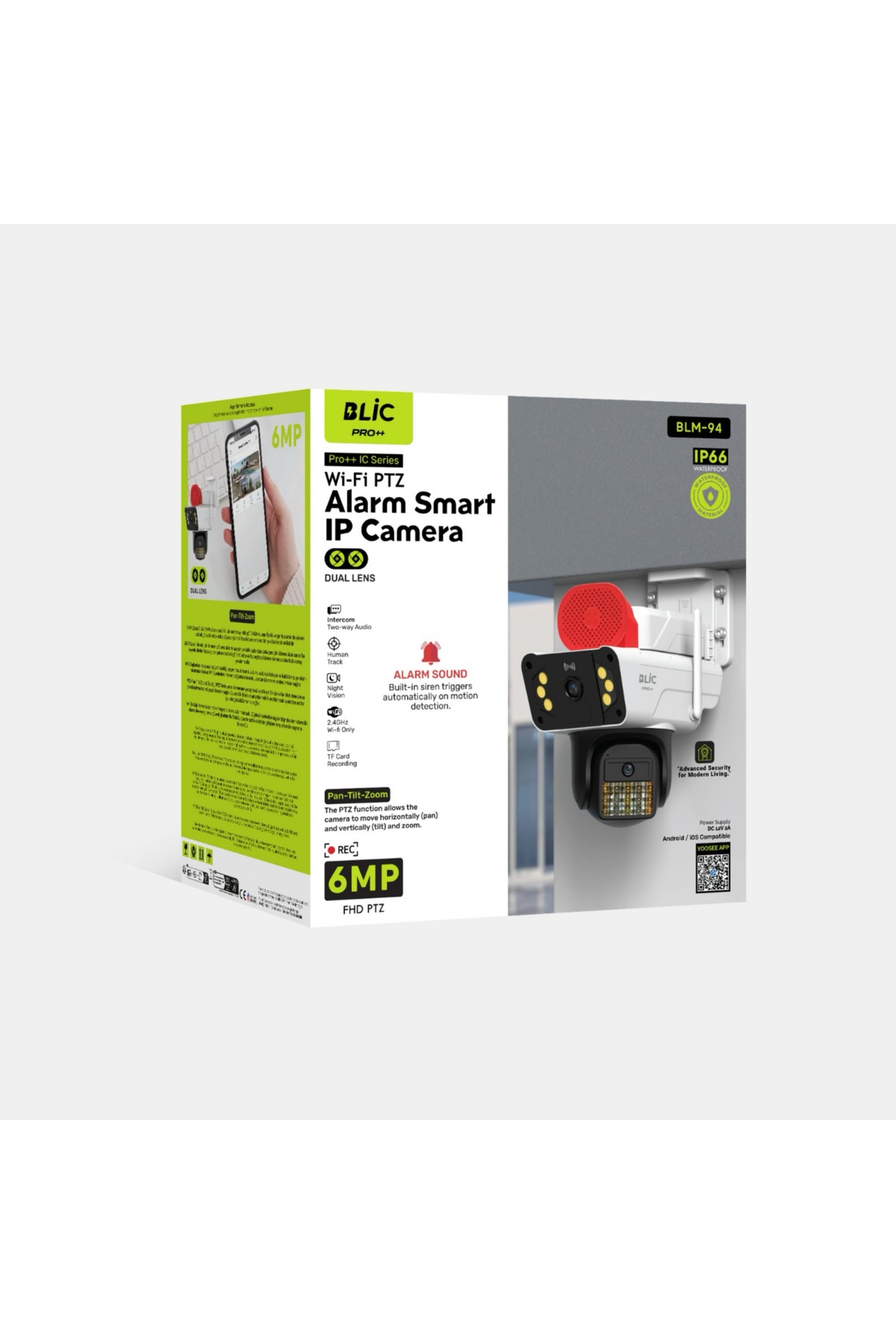Al-NET Wi-Fi, PTZ Hareket Algılı Alarmlı 6mp Full HD, Çift Lensli IP Kamera