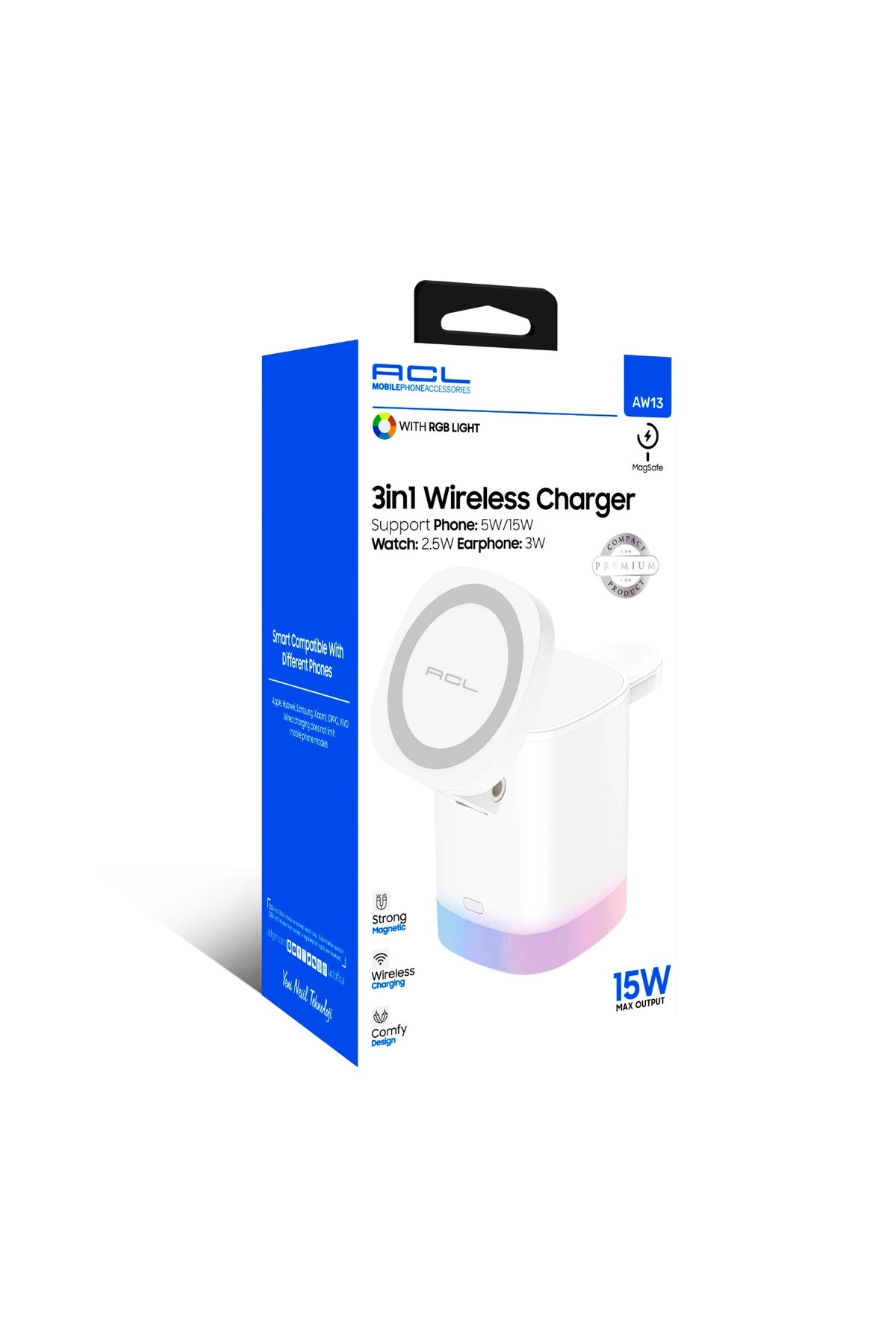 AW13 3In1 15 Watt Kaanabilir Wireless Şarj Standı