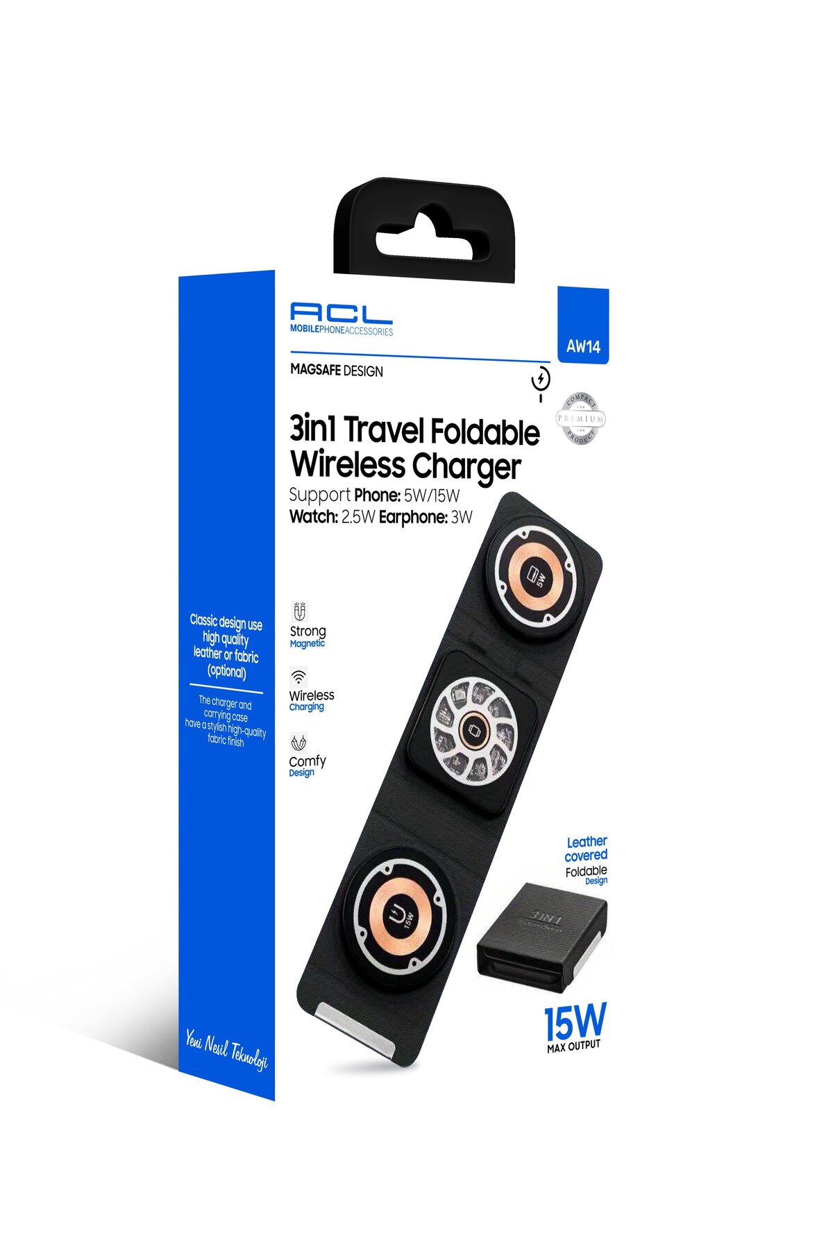 AW14 3in1, 15 Watt Katlanabilir Wireless Şarj Standı