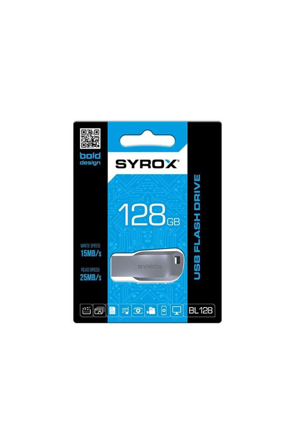 BL128 128GB USB 2.0 Metal Flash Bellek | 25 MB/s Okuma - 15 MB/s Yazma | Yüksek Kapasiteli USB Bellek