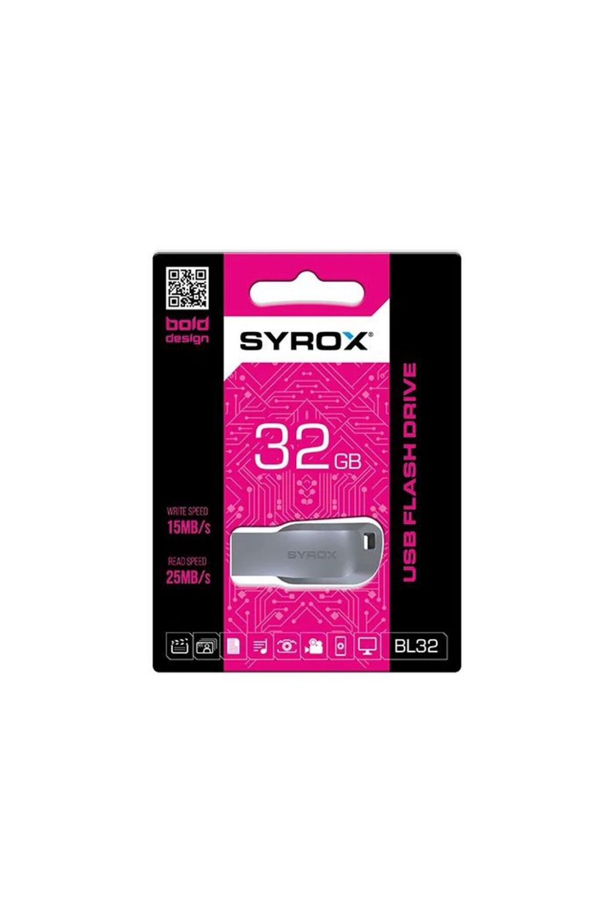 BL32 32GB USB 2.0 Metal Flash Bellek - 25 MB/s Okuma - 15 MB/s Yazma Hızı
