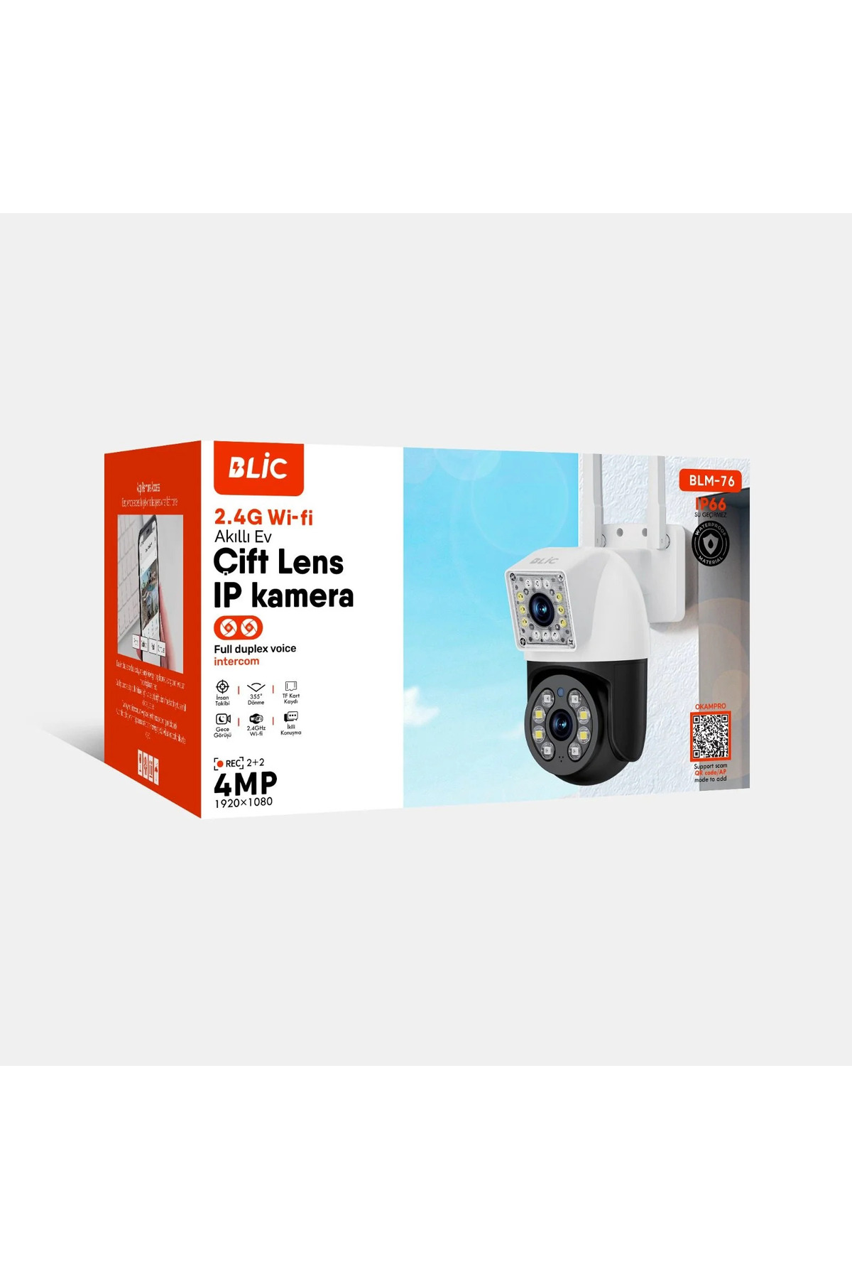 BLM-76 Wifi Akıllı Kamera , Gece Görüş , Karşılıklı Konuşma 1080P