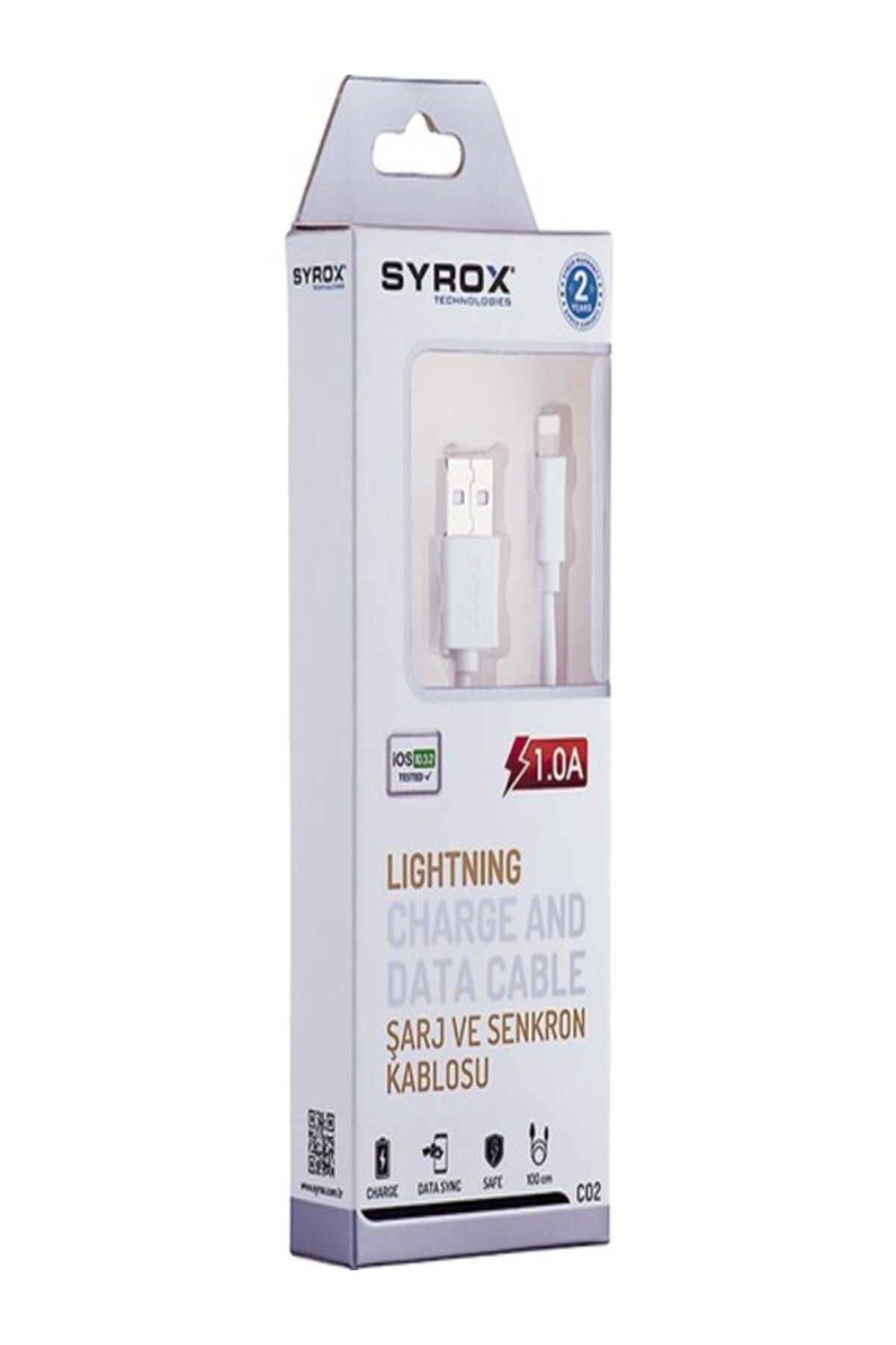 C02 Lightning 1.0A Şarj ve Data Kablosu - 1 MT