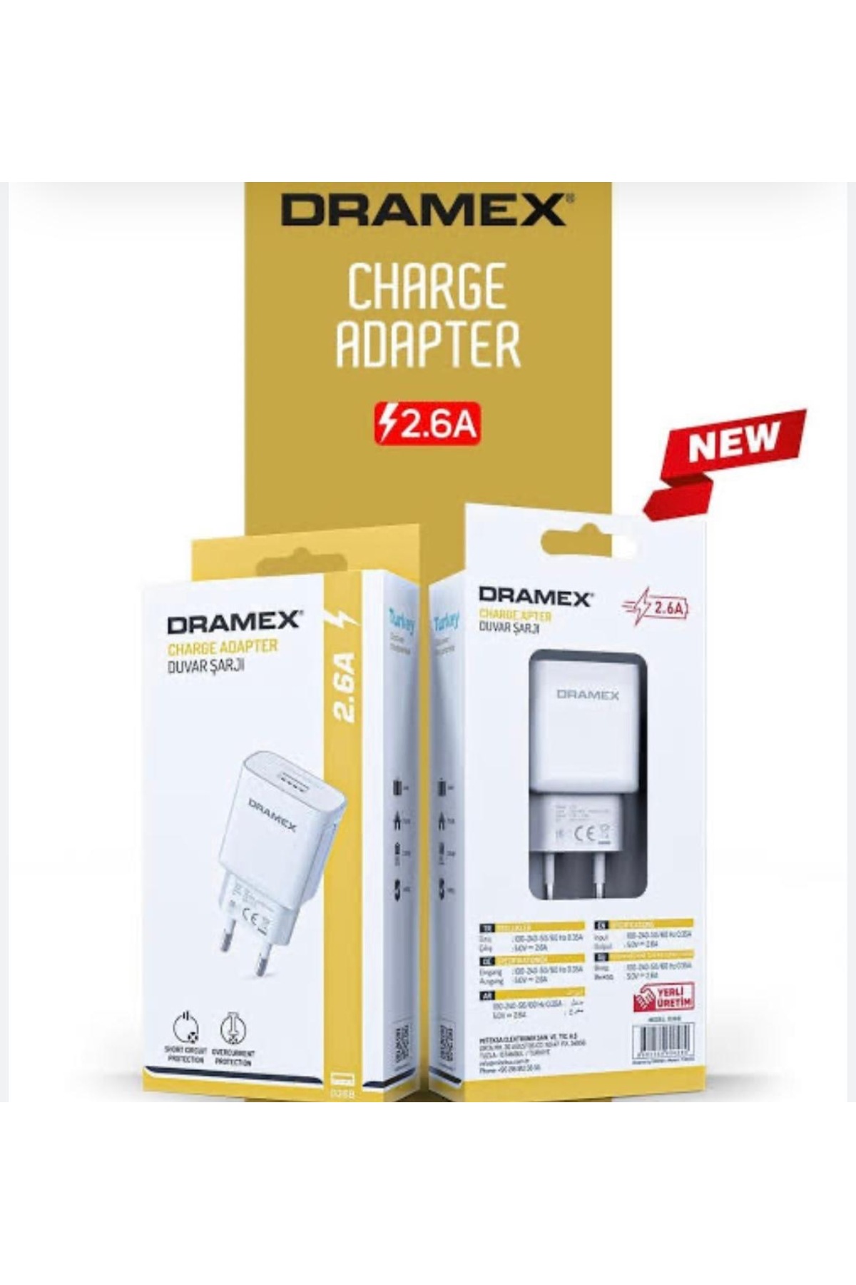 Dramex D26be Usb Şarj Adaptörü (BAŞLIK) 2.6a - Beyaz