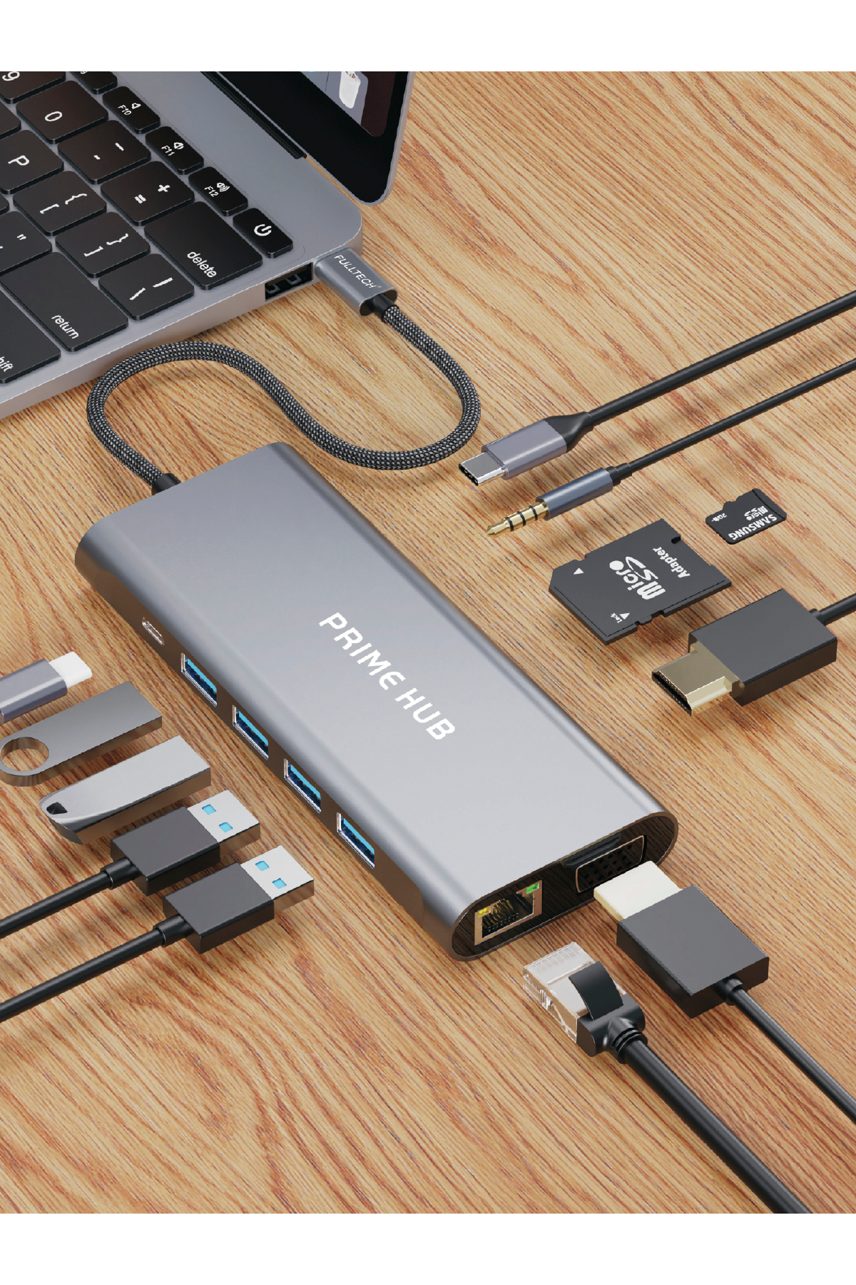 FH23 11'i 1 Arada USB-C Çoklayıcı | 4K HDMI, 100W PD, Gigabit Ethernet, 3.5mm Jack