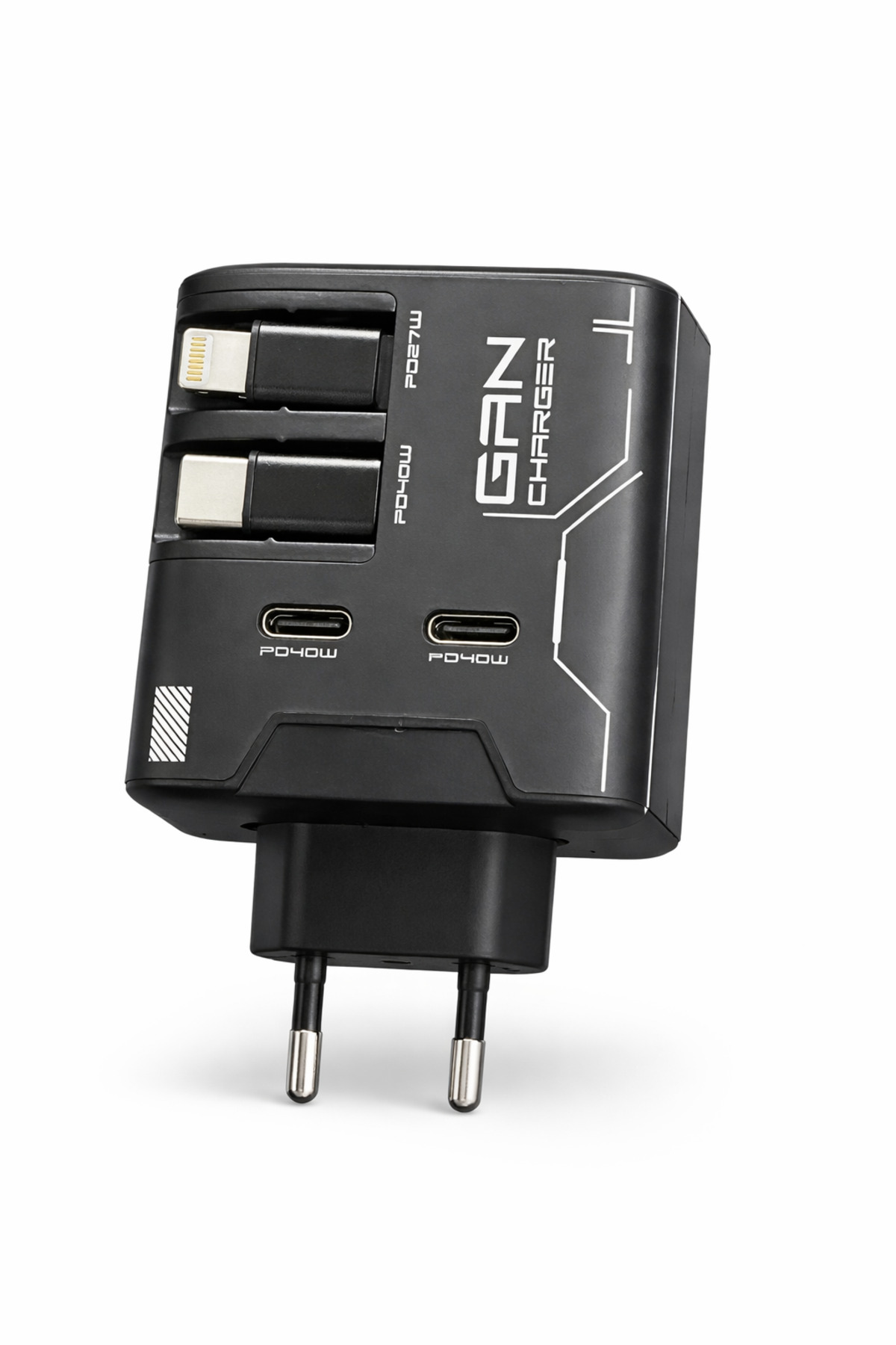 GaN PD 40W Hızlı Şarj Adaptörü Çoklu Çıkış USB-C Lightning Kablolu Hızlı Şarj Cihazı Ev Ofis Uyumlu
