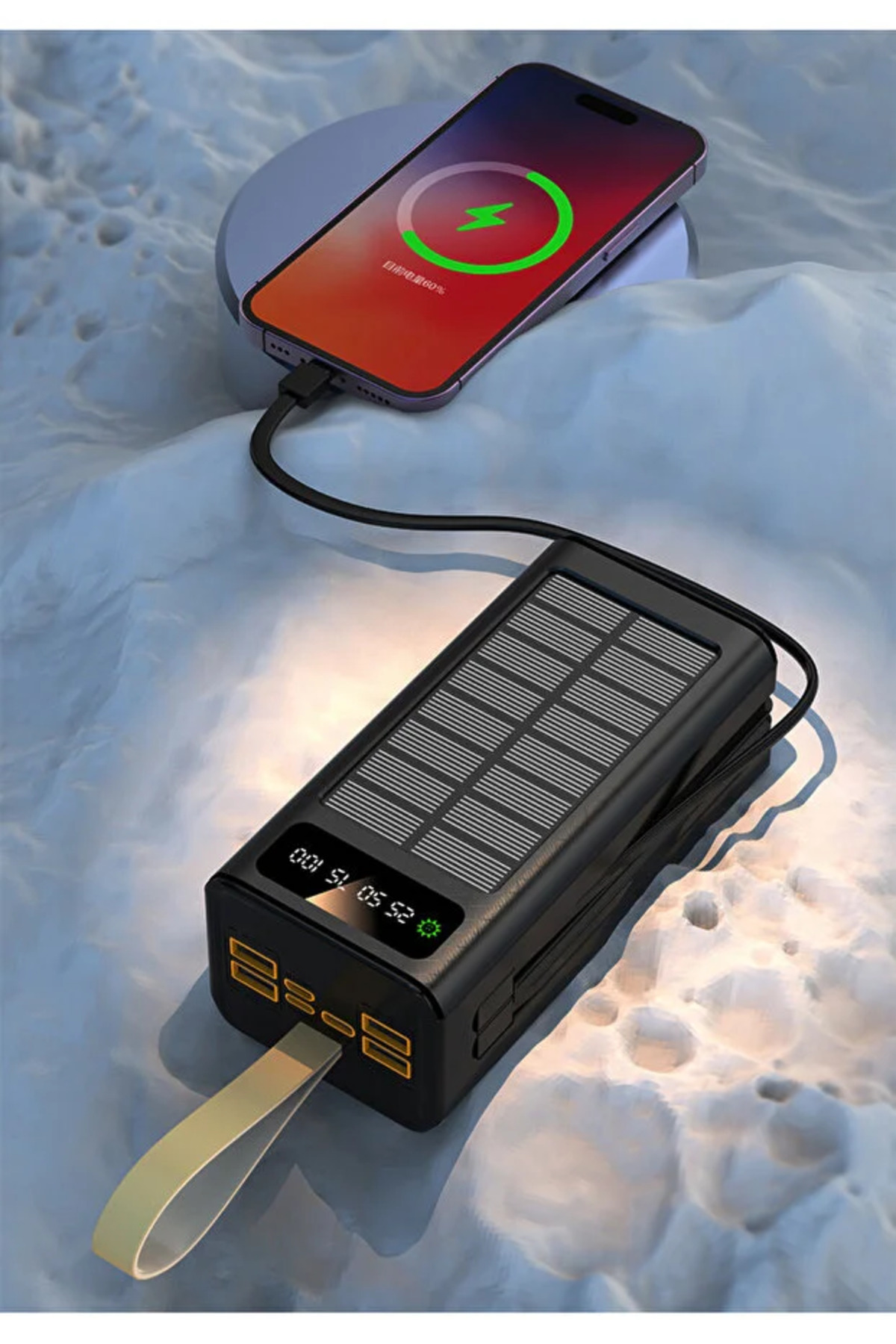 Lkp-46 4xUSB, 30.000mAh LCD Ekran, Kamp Işıklı Dahili USB, Lightning Type-C, Powerbank