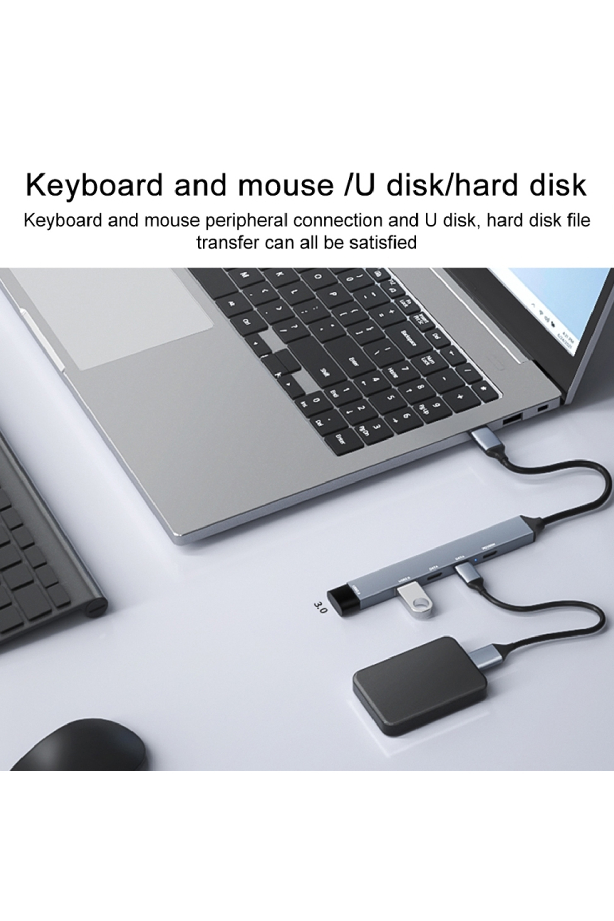 PD 100W 5in1 Type-C to USB Çoklayıcı Çevirici Hub 5 Port / 2xUSB / 3xType-C
