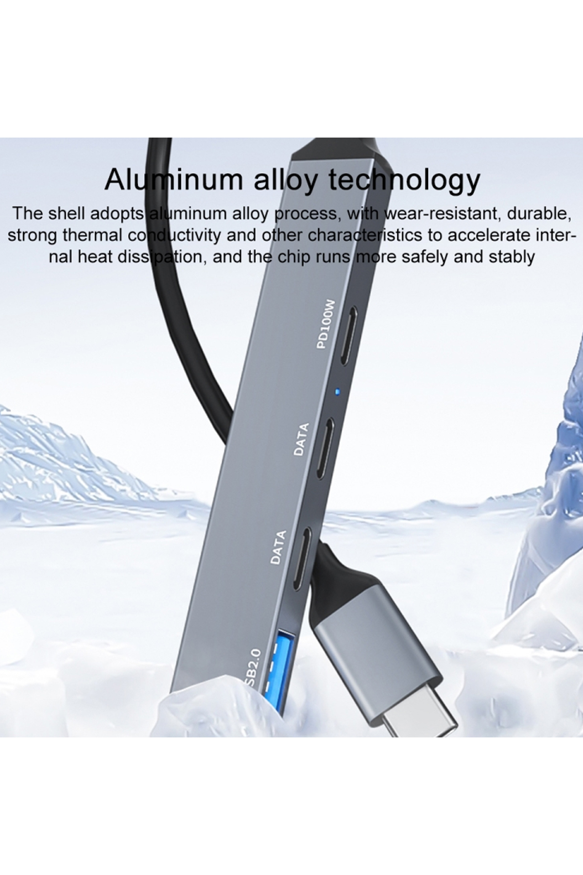 PD 100W 5in1 Type-C to USB Çoklayıcı Çevirici Hub 5 Port / 2xUSB / 3xType-C