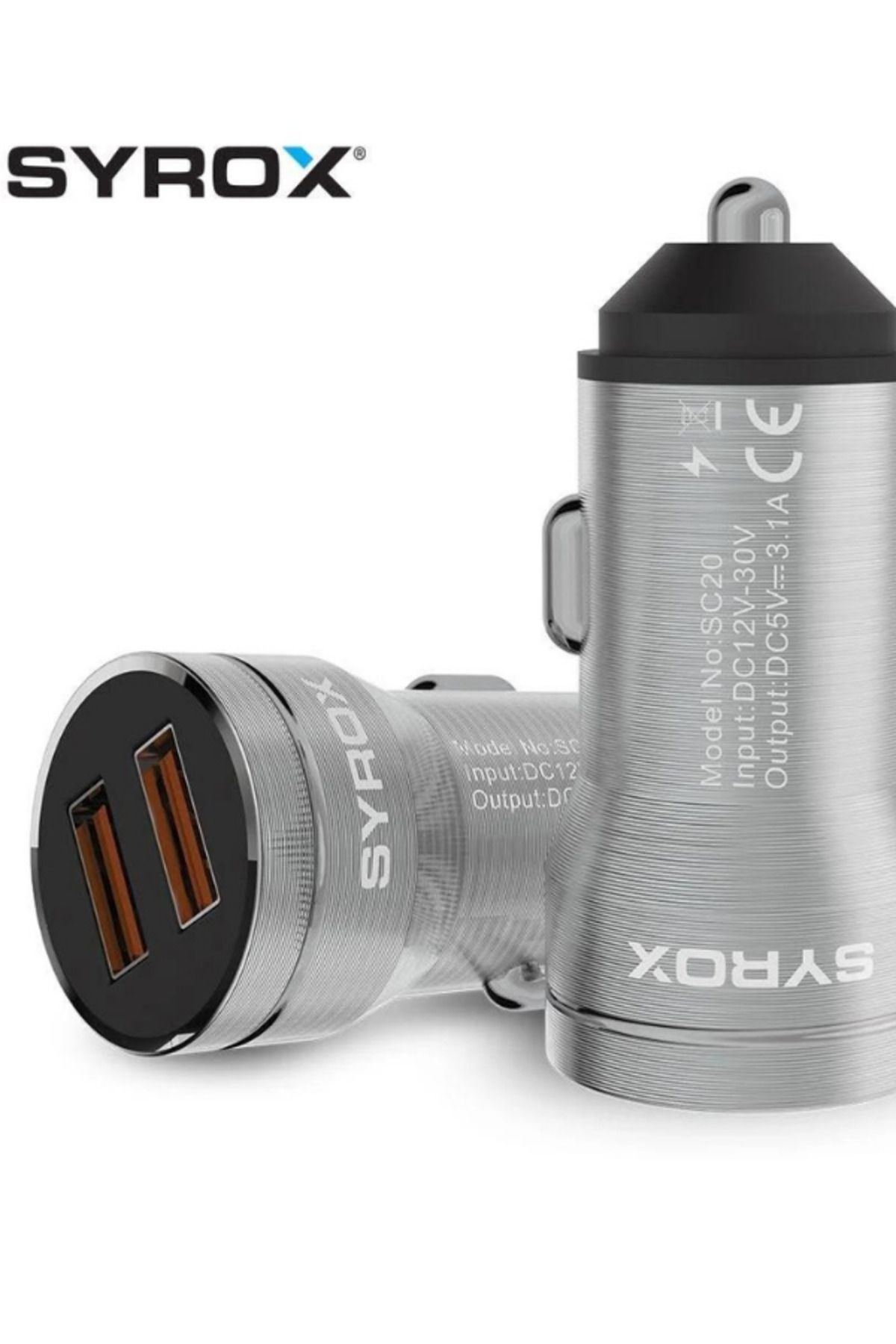SC20B Araç Çakmaklık Şarj Aleti 3.1Amper Çift USB Giriş